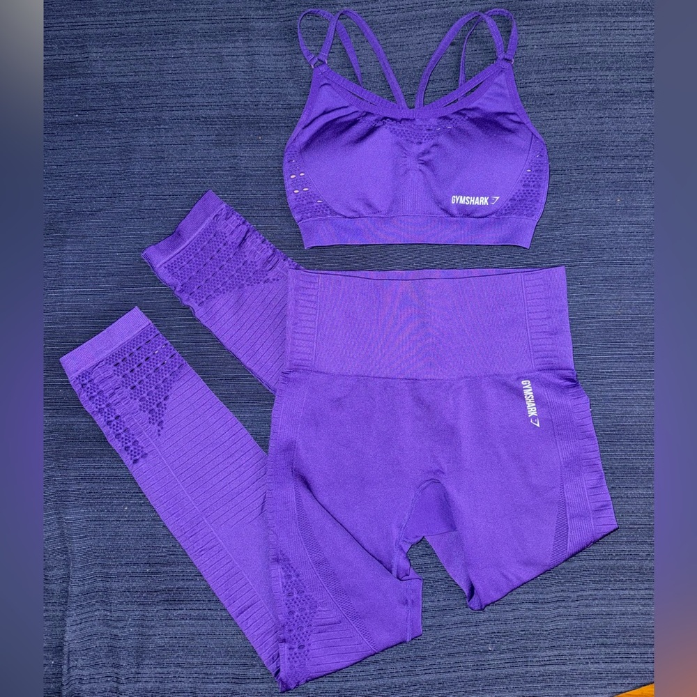 Gymshark Purple Sorts Bra and Leggings Set